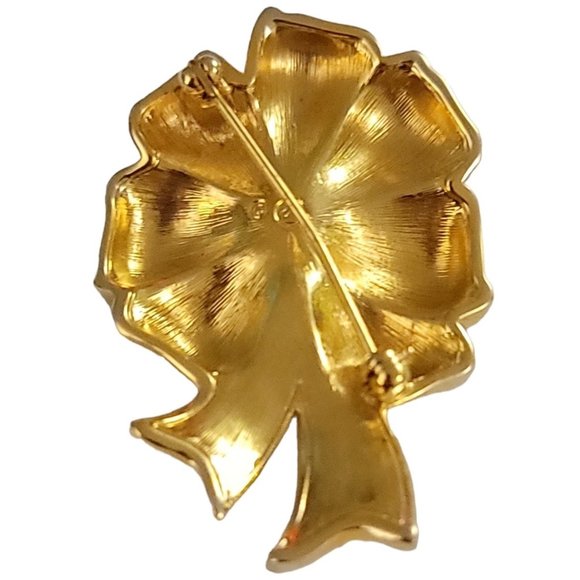 Swarovski Swan Signed Gold Tone Clear Crystal Ribbon Bow Brooch Pin K924 - Picture 4 of 7